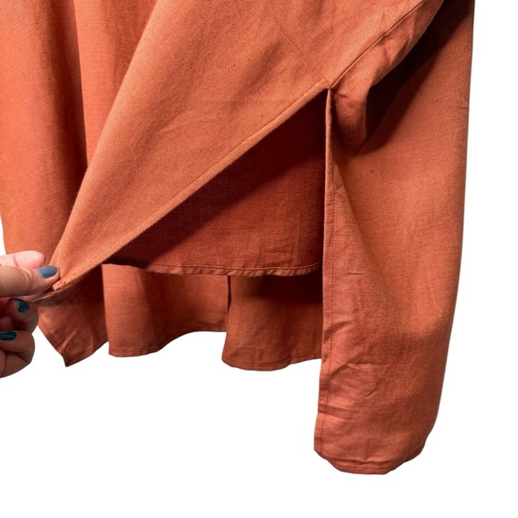 NEW Helen Owen Bri Rust Orange Lagenlook Linen Blend Button Up Tunic Top Sz OS - Picture 7 of 12